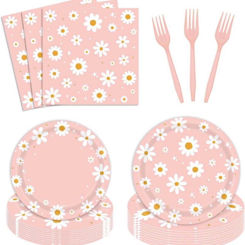 ボヘミアンパーティー食器デイジー花ヒッピー子供誕生日飾り使い捨て紙皿紙コップ|undefined