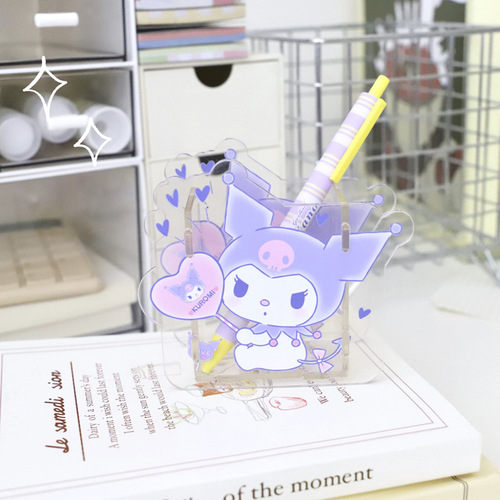 2 yuan store cartoon student desktop pen holder makeup brush multi-functional office stationery acrylic transparent storage tube
