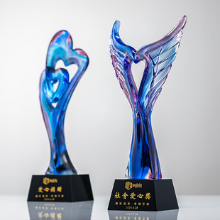 Customized Creative Classy Colorful Glass Medal Crystal Trophy Company Annual Meeting Employee Award Commemorative Engraving Dance