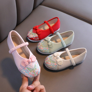 Spring and Autumn Butterfly Print Elastic Band Women's Ethnic Dance Shoes Chinese Style Guangxi March 3Rd Girls' Cloth Shoes Ethnic Style