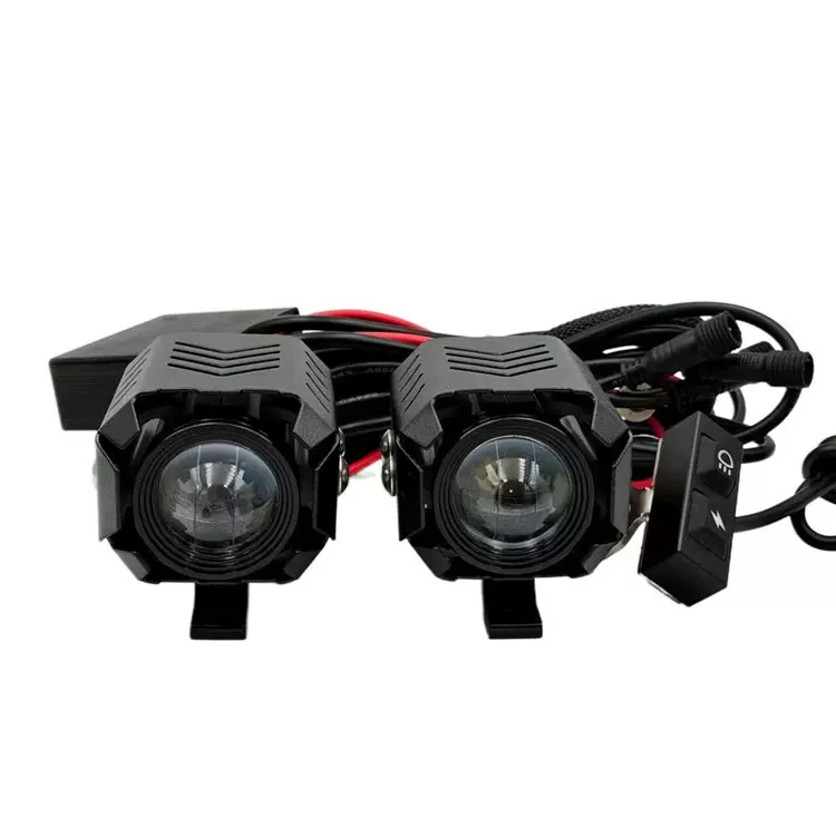 双色小钢炮摩托车LED射灯大灯照明灯超亮防水带爆闪改装灯前大灯