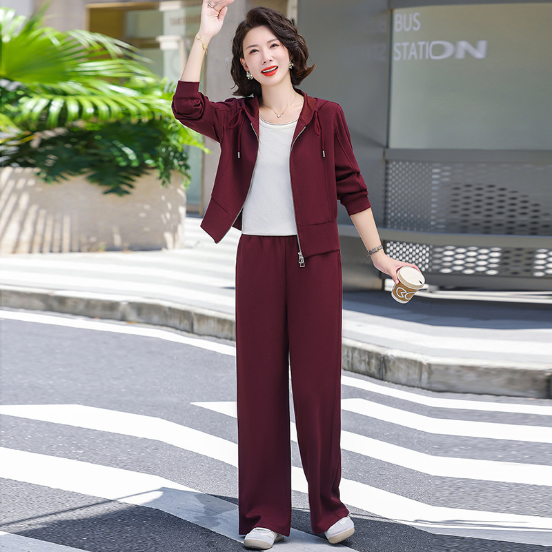 妈妈秋装运动服套装2025新款春秋洋气外套女装休闲两件套遮显瘦|undefined