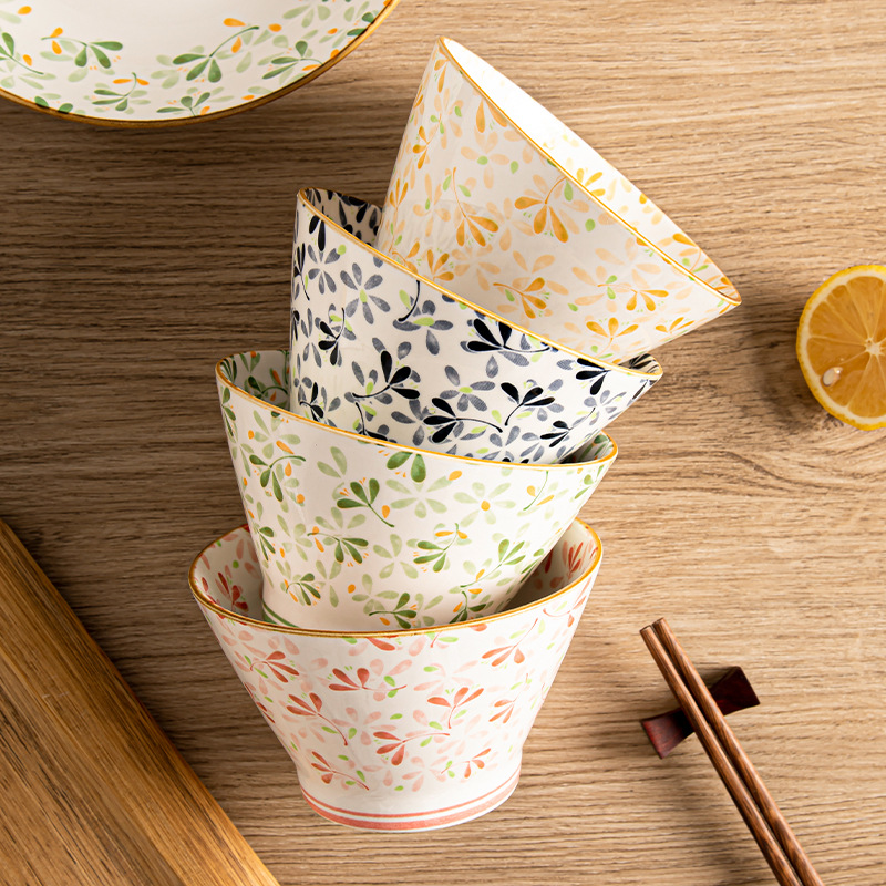 Estilo japonés Xiaoqing New Beauty Home Cerámica Cuenco de 5 pulgadas Cuenco de cerámica Cuenco de arroz esmaltado Cuenco de cerámica Vajilla de cerámica