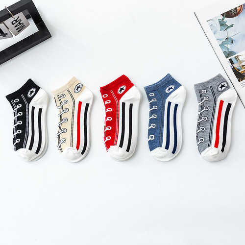 European and American Cross-border AliExpress College Style Sailcloth Socks Couple Fun socks Personalized Leisure Low Mouth Sports Short Socks