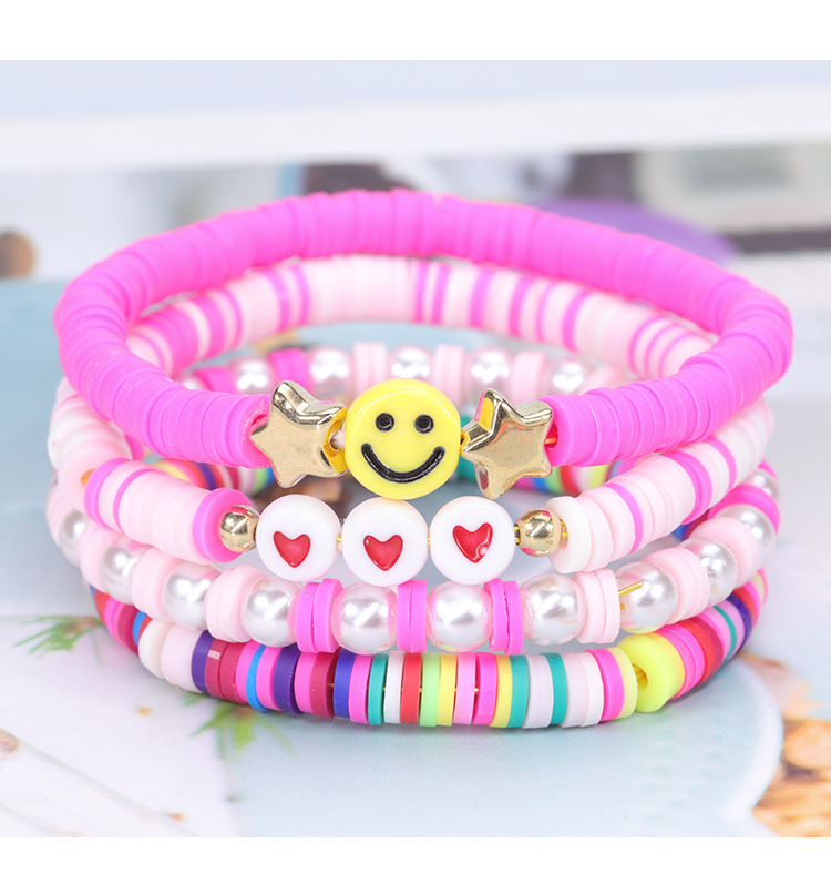 Bohemian Heart Shape Smiley Face soft clay Beaded Womenu0027S Bracelets