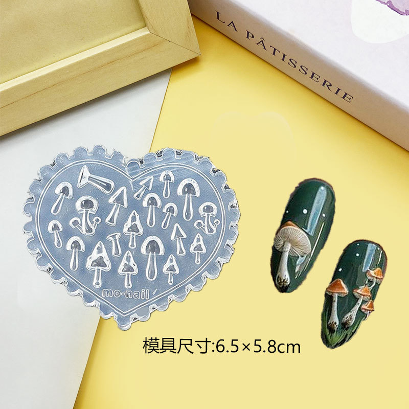 Venta caliente transfronteriza molde de manicura de alta transparencia animal de dibujos animados oso bowknot ramo DIY modelo de manicura en relieve tridimensional