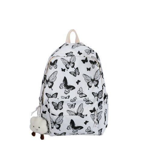  Spring and Summer New Casual Backpack Korean Style High School Student Bag Junior High School Student Backpack Butterfly Backpack