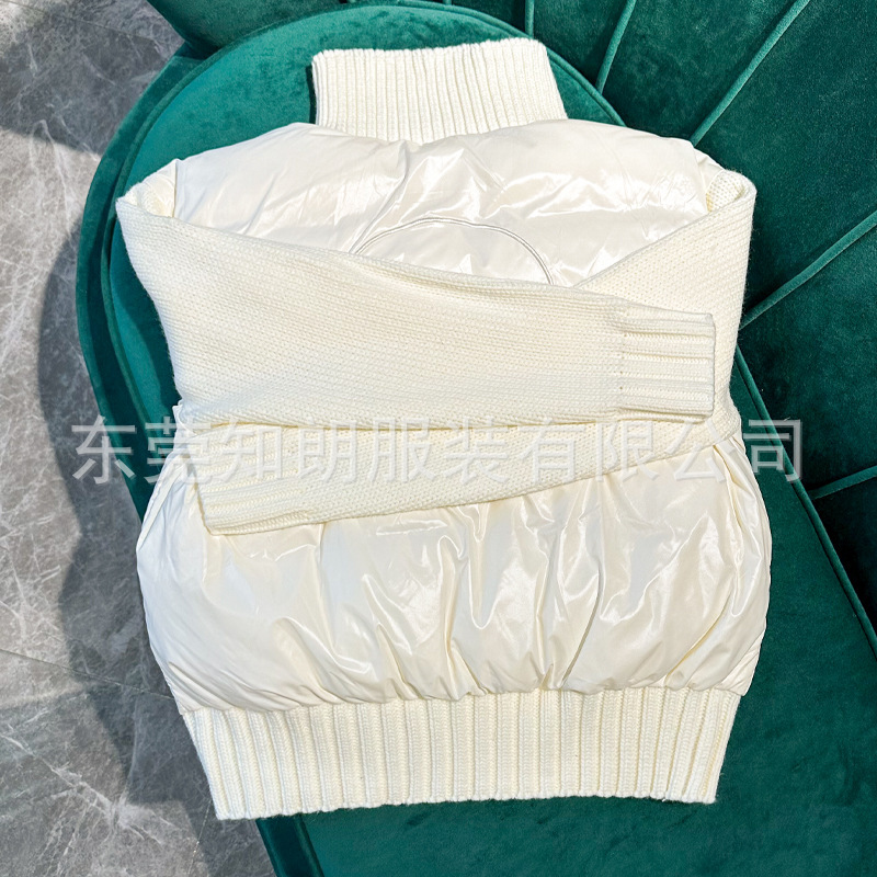 现货m蒙家外套女款高端高版本必蒙口羽绒服工厂鹅绒服针织袖拼接|undefined