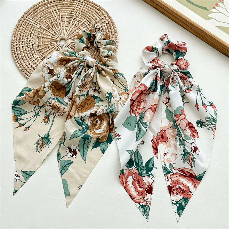 15g Weight Hair Tie Hair Accessories Type 1 Piece Quantity Tea Party, Street Occasion Flower Pattern Women's Gender Elegant Style Women's Elegant Flower Cloth Hair Tie 5