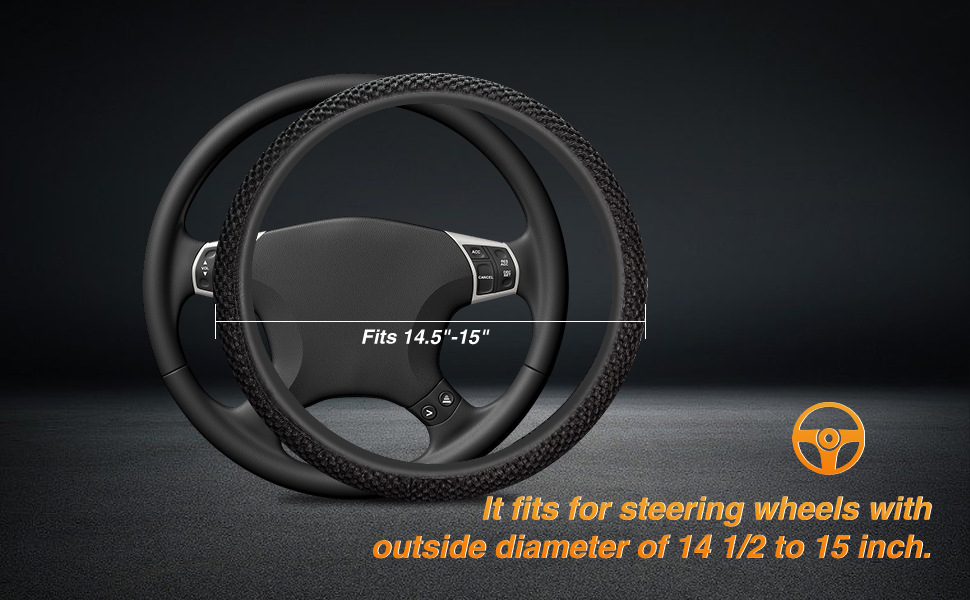 Elastic Steering Wheel Cover Is Warm in Winter and Cool in Summer. Fine Fiber Breathable Ice Silk Is Non-Slip and Easy to Carry and Install