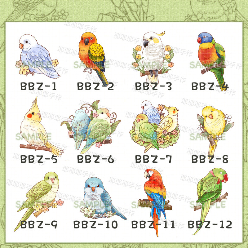 Parrot Science Refrigerator Magnet Decorative Magnet King Kong Black Phoenix Sunflower Magnet Magnet Gift for Children and Friends Birds