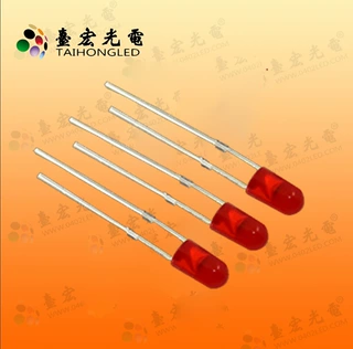 F3/3mm圆头无边led 红发红光短脚 散光指示 直插式led发光二极管