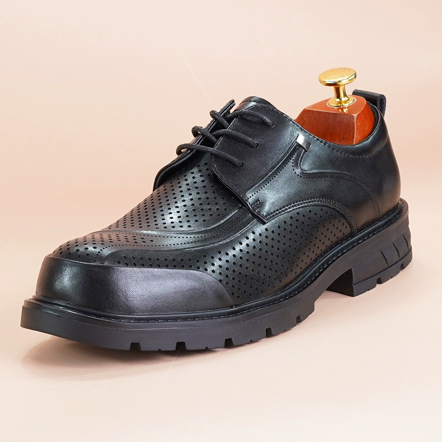 2025 новая летняя полая кожаная обувь мужская бизнес-универсальная повседневная обувь дышащая кожаная пещера мужская обувь прилив