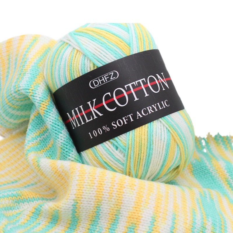 Tres hilos teñidos color degradado leche hilo de algodón leche algodón medio fino lana bebé abrigo de los niños zapatos de lana