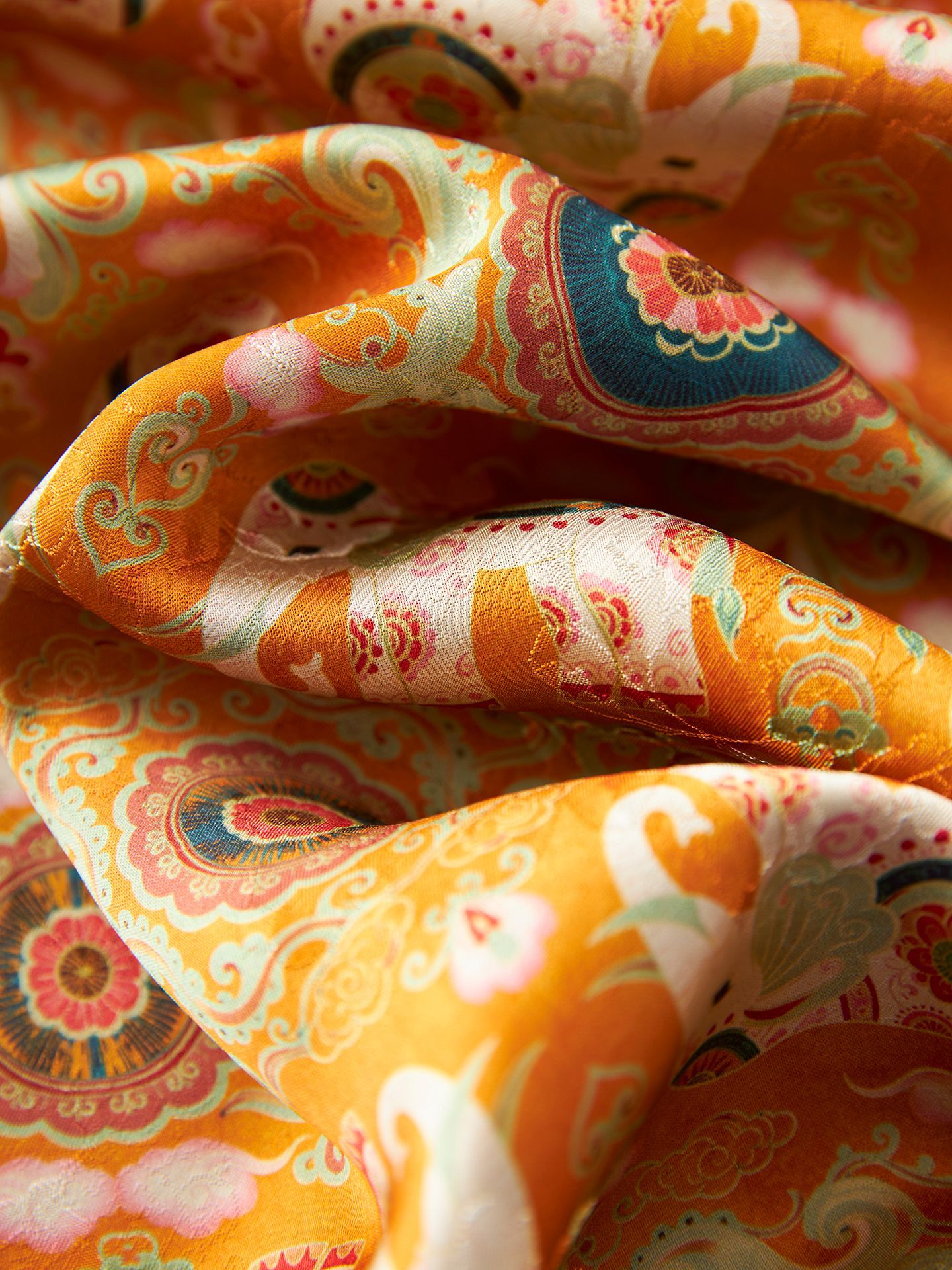 Áo vest cổ điển nữ phong cách Trung Hoa mới, chất liệu tơ tằm họa tiết voi nhỏ jacquard — Màu cam voi
