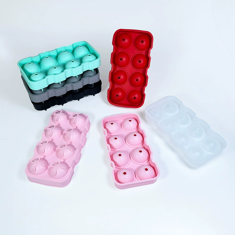 Silicone ice grid 8 consecutive spherical ice grid food grade ice box home ice hockey mold Easy to mold silicone ice grid