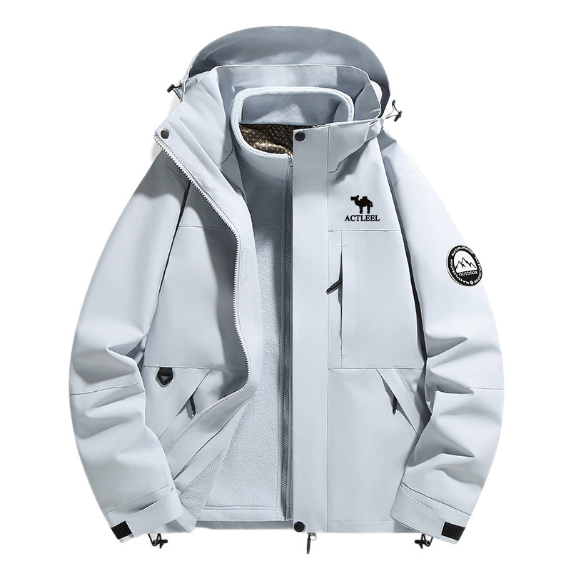 American Outdoor Camel Jacket Women's Windproof and Waterproof Autumn and Winter Hooded Warm Jacket Men's 2025 New Style