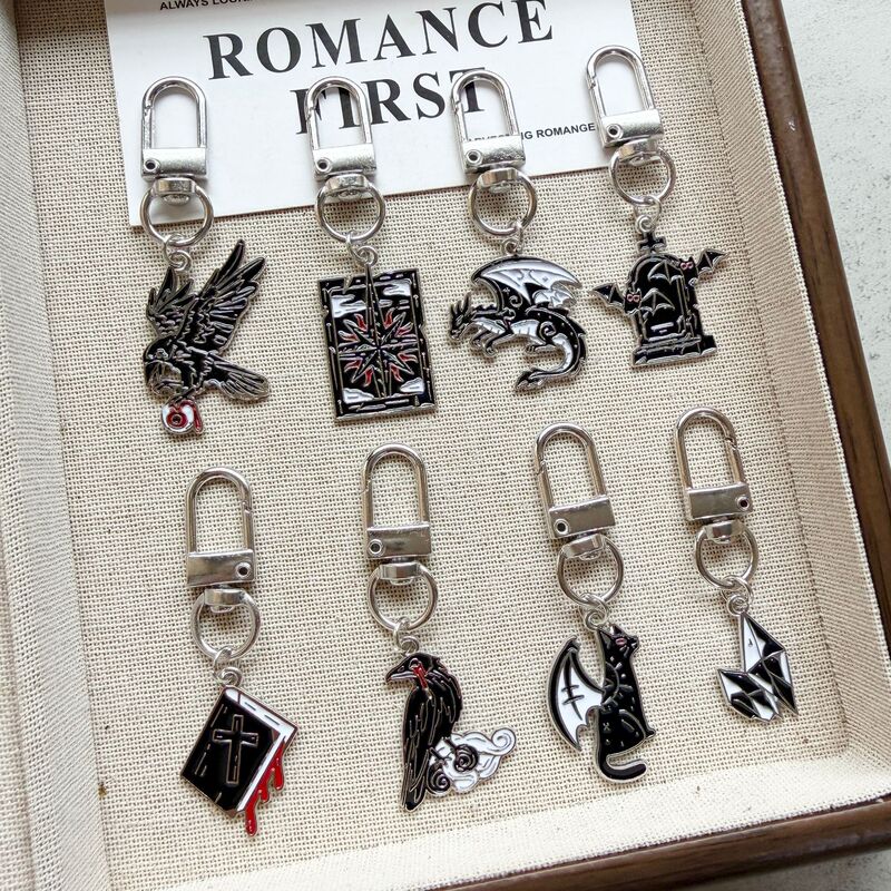 Dark Gothic Style Crow Bat Cross Keychain Enamel Alloy Bag Pendant Subculture Accessories Wholesale Dark Gothic Style Crow Bat Cross Keychain Enamel Alloy Bag Pendant Subculture Accessories Wholesale