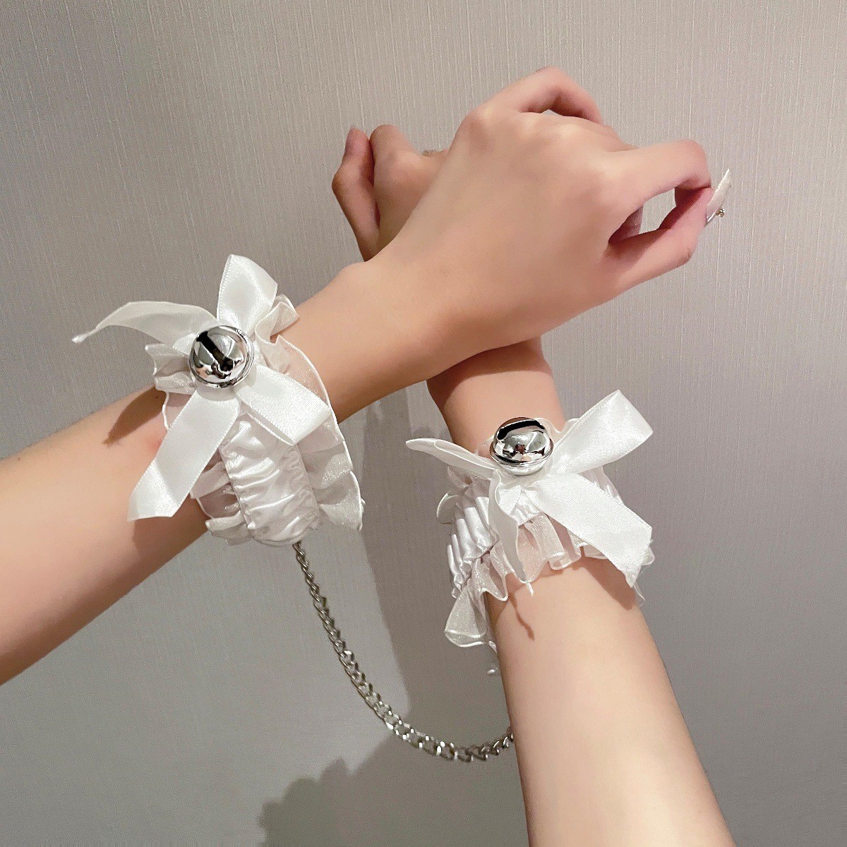 Lace Bow Handcuffs for Couples – Black Lingerie Accessory, Script Killing Game Prop — detail image 8