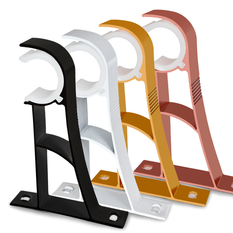 Curtain Rod Bracket Roman Rod Hook Base Aluminum Alloy Curtain Accessories Side Mount Bracket Hook Fixed Seat Wall Hook