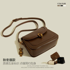 今年の流行バッグはシンプルでレトロな個性的な質感のバッグ、女性向けの新作、多用途で通勤にも使える斜め掛けの小さなスクエアバッグです。