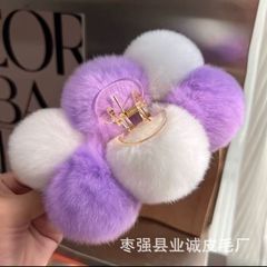 模造レッキスウサギの毛皮ファッションヘアボールグラバーヘアサメクリップ頭飾りハイエンドヘアアクセサリー小さな新鮮な壊れた髪