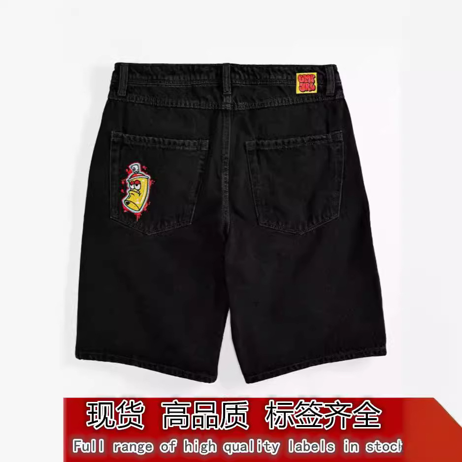 美式Empyre新款滑板嘻哈印花牛仔裤宽松牛仔短裤休闲五分裤jeans