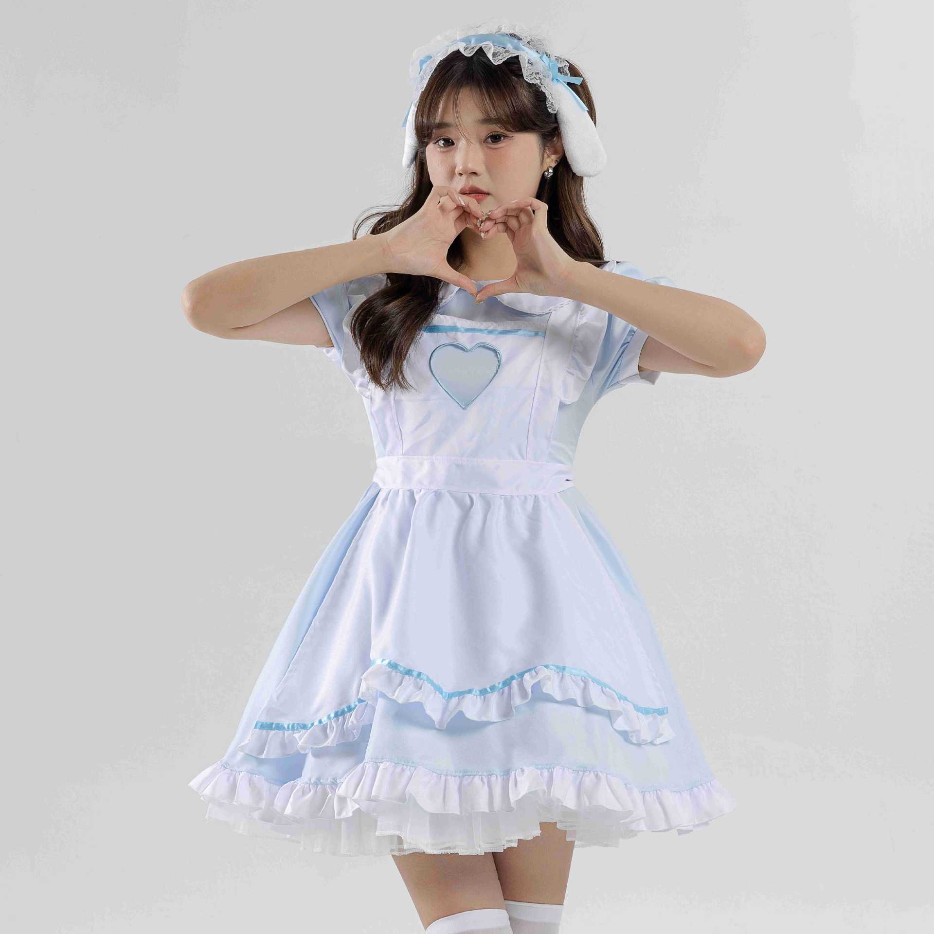 2025 New Hollow Heart Rabbit Maid Outfit Lolita Cosplay Anime Costume Women's Dress Set Women's Clothing