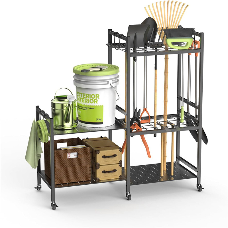 Garden tool storage rack with wheels Power tool storage box Tool…