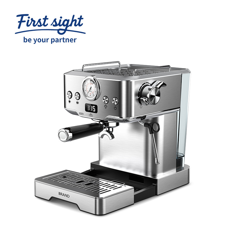 All Stainless Steel Italian Semi-Automatic Coffee Machine, Commercial Household Professional Milk Foam Steam All-In-One Coffee Equipment