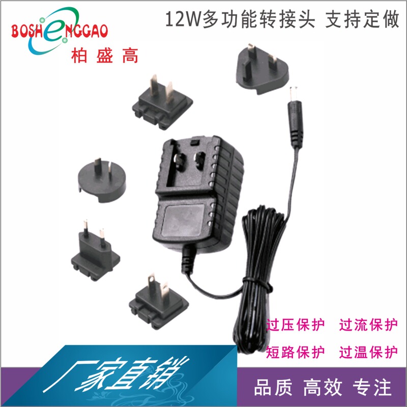 Interchangeable Plug Heads, Interchangeable Two-Prong Plugs, 24W Projector Adapter, Rcm Brazilian Standard