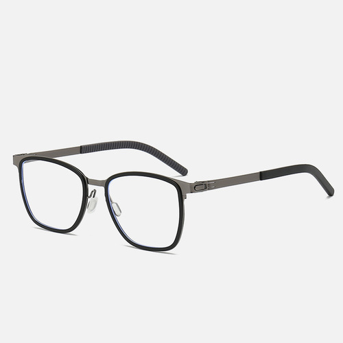 New Stylish Zero-Pressure Literary Polygon Eyeglass Frame for Men, Metal Non-Slip Ultra-Light Blue Light Blocking Eyeglasses