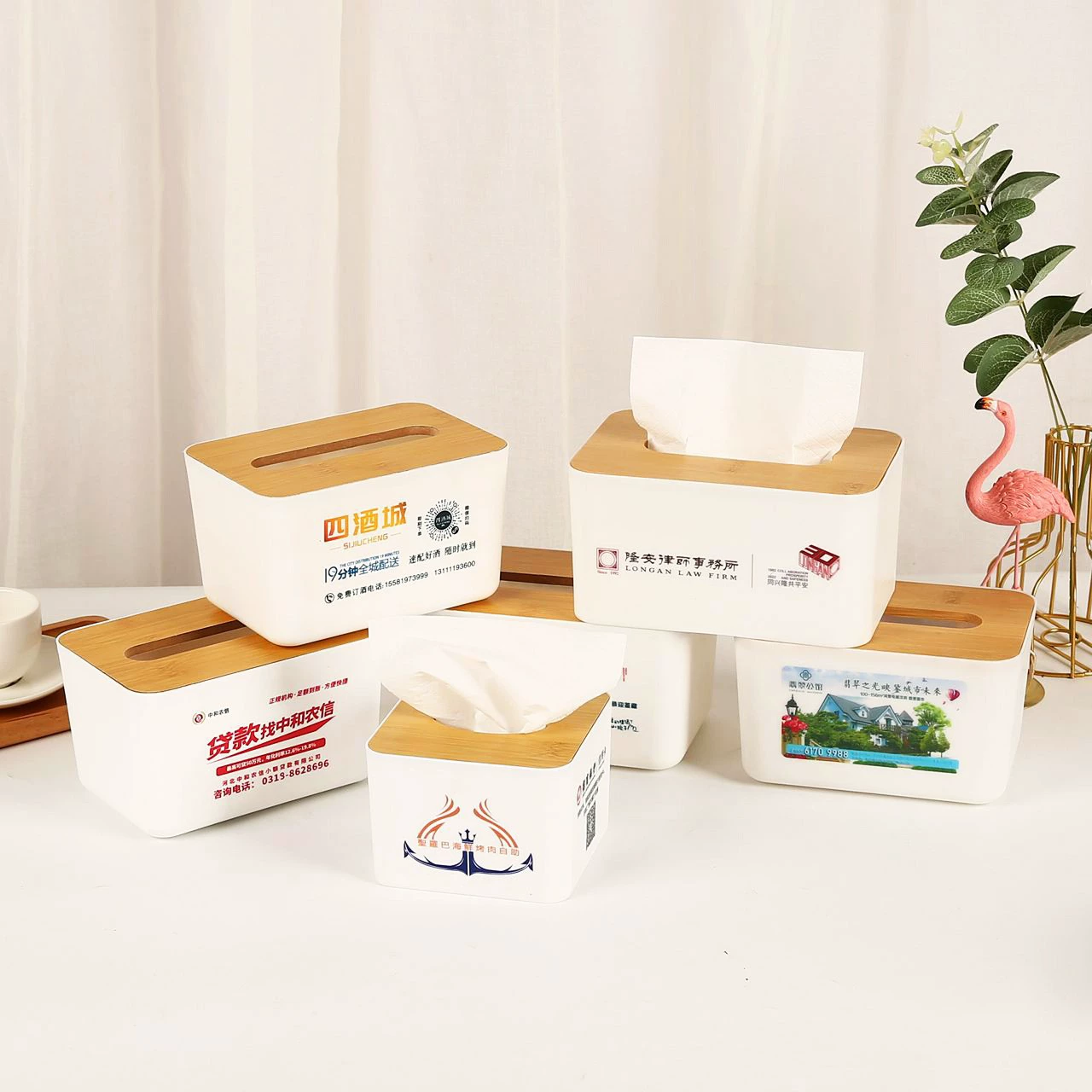 Деревянная крышка коробки для салфеток может быть напечатана логотипом