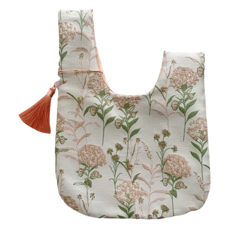 Новый Ретро Китайский кисточкой золото жаккардовая ткань подарок сумка ткань браслет сумка