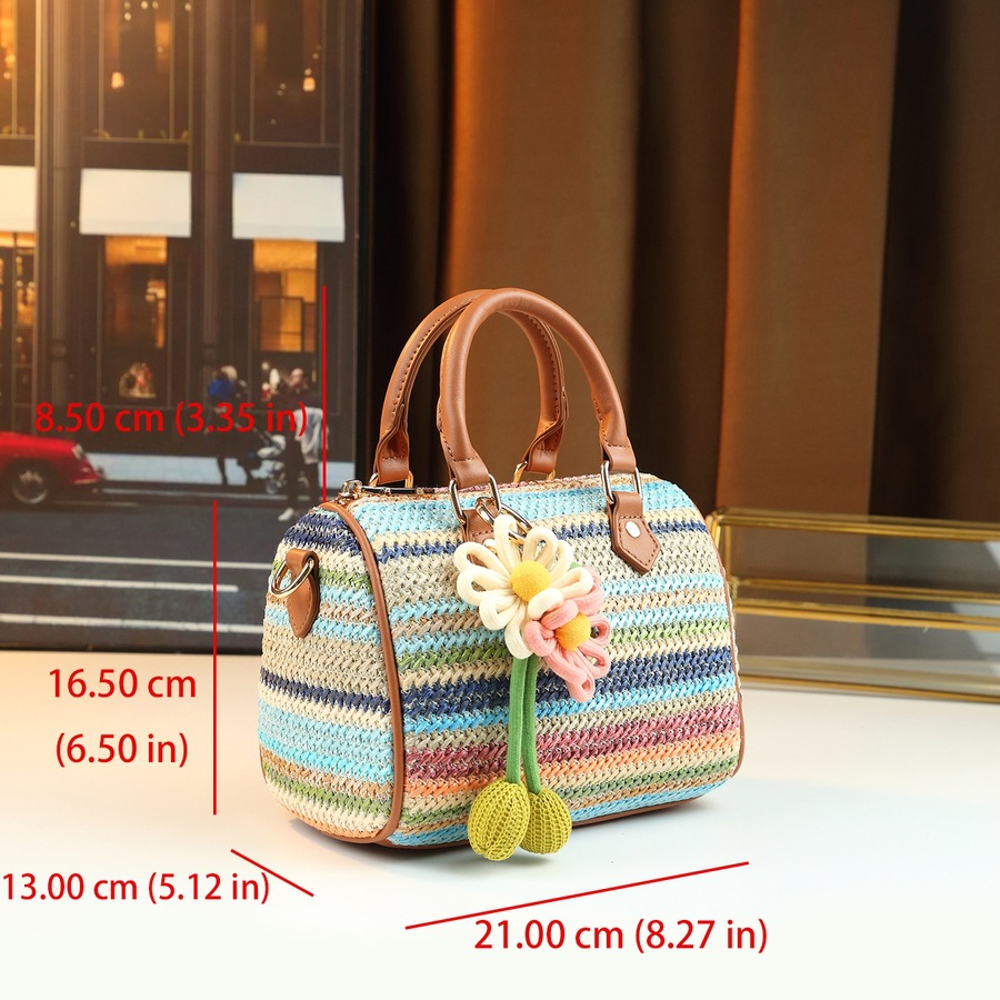 Women's Style Trendy Handbag Summer Fashion Canvas Patchwork Bucket Crossbody Bag For Casual Commuting_voghion.com