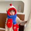 韩版儿童刺绣卡通连体帽宝宝帽子男围巾手套一体帽三件套保暖套装|ru