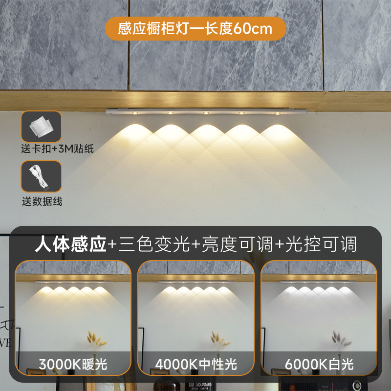 Transfronterizo ultrafino inteligente led luz del sensor del cuerpo auto-adhesivo armario gabinete del vino colina ojo de gato luz con recargable