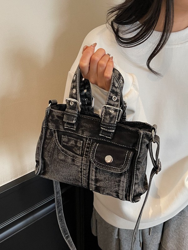 Bolso de mano de jeans retrógrado francés para mujeres nueva alta calidad de alta capacidad para hacer la vieja textura mochila de hombro
