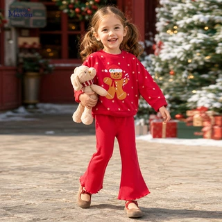 Little maven欧美圣诞风女童套装 秋季长袖卫衣套装 节日休闲童装