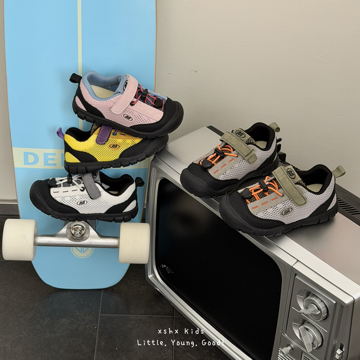 Xshx Japanese-Style Outdoor Spring and Summer Children's Rubber-Soled Ice-Feel Single-Mesh Mountain-Style Functional Hiking Shoes for Boys and Girls