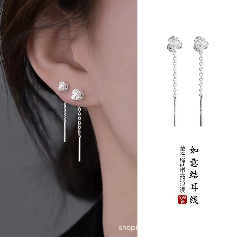 Серьги с кисточками, проба 999 серебро, стиль лёгкой роскоши