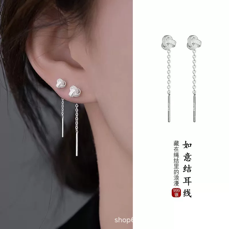 Серьги с кисточками, проба 999 серебро, стиль лёгкой роскоши