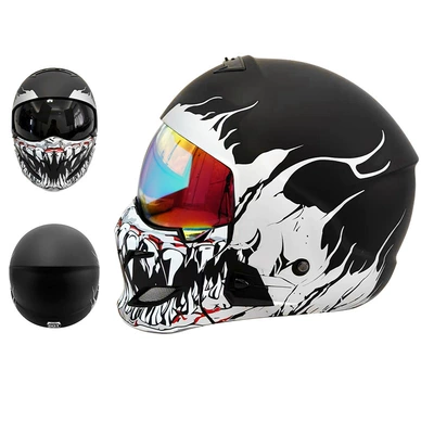 Motosiklet kaskı (dəbilqə): Helmet Full-Face Electric Motorcycle Helmet - 856-silver-venom-colorful-mirror-m55-56