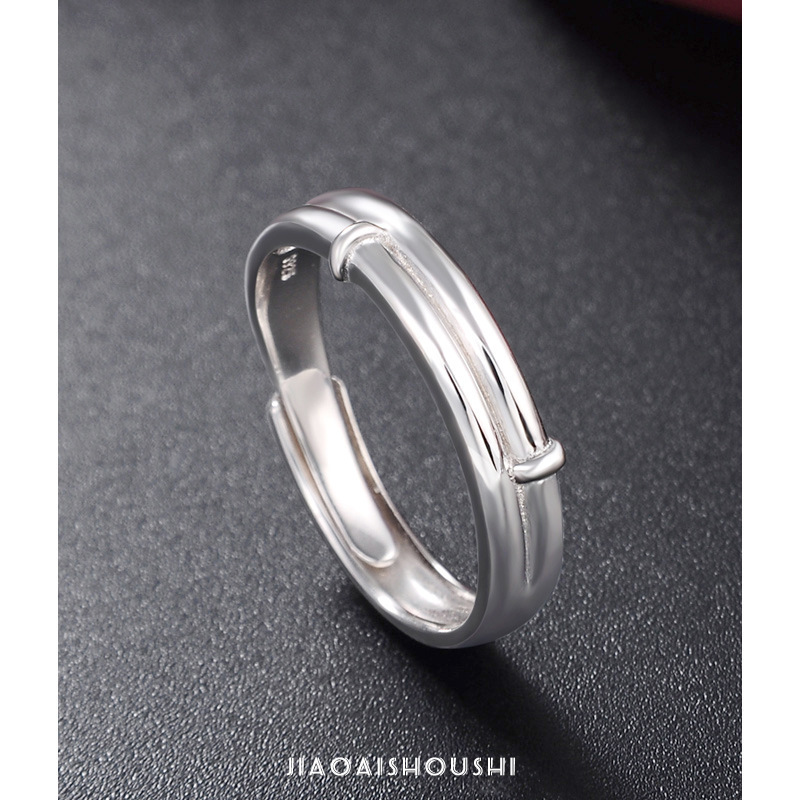 Anillo de pareja de plata esterlina 925 un par de anillos de dedo masculino y femenino, anillo de dedo índice, joyas de moda coreana