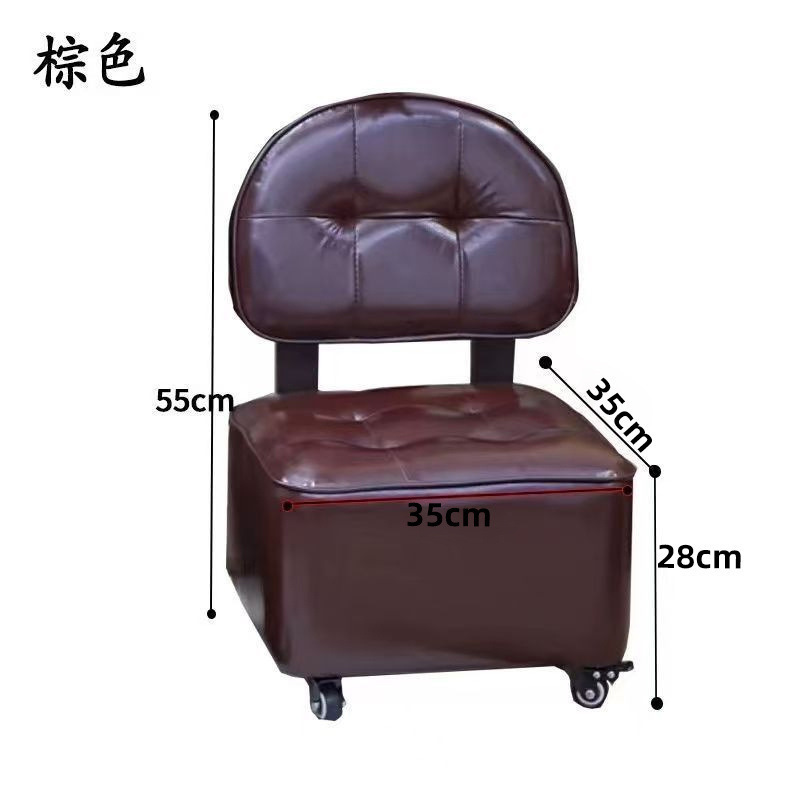 Taburete doméstico pequeño sala de estar deslizante silla de madera sólida respaldo polea giratoria taburete bajo puerta de cambio de zapatos taburete de lavado de pies rueda