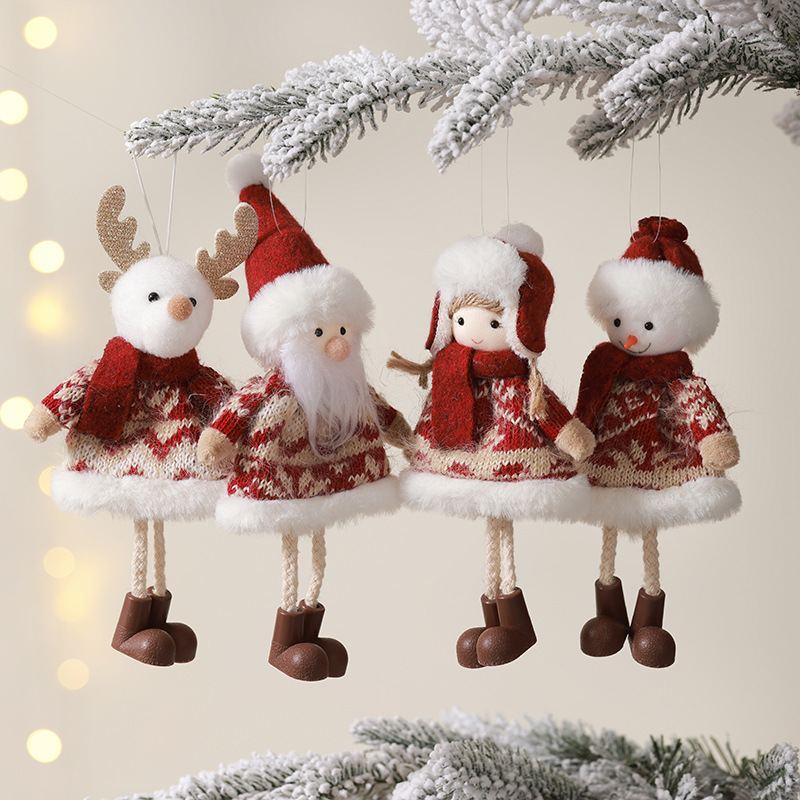 Nuevos colgantes de ángel de Navidad transfronterizos de tela niña vieja muñeca muñeca muñeca de nieve decoración de árbol de Navidad