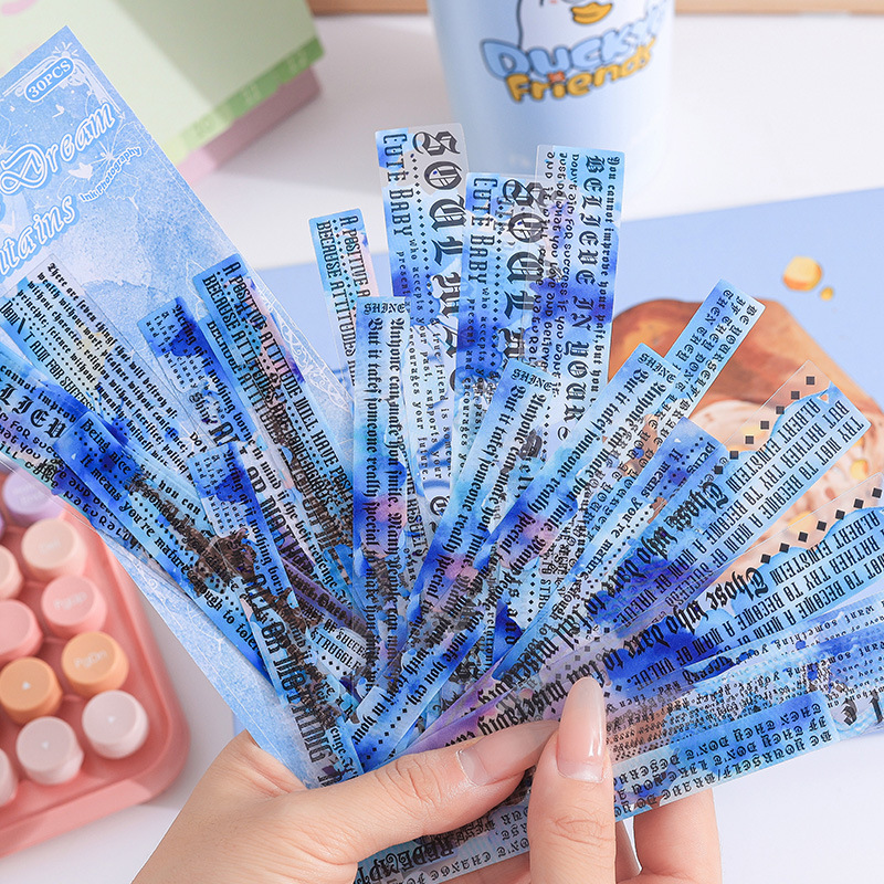 Tinta fluye tira larga pegatinas impermeables para mascotas bolsas diy diario pegatinas frases inglesas transfronterizas pegatinas