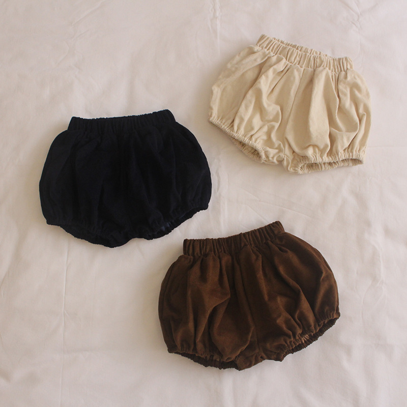 Corduroy Pumpkin Shorts Flower Buds Pants Girls' Baby Girls' Baby Clothes Spring and Autumn 6-12 Months 1-2-3 Years Old