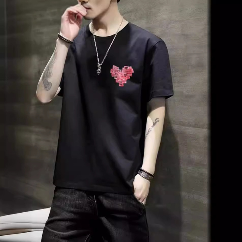 2024 Summer new short sleeve T-shirt men's fashion brand slim fit all-match half sleeve T-shirt ins fashion printed student top 2024 Summer new short sleeve T-shirt men's fashion brand slim fit all-match half sleeve T-shirt ins fashion printed student top