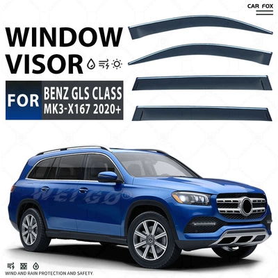 Rain shield – For Mercedes-Benz GLS Class - standard-packing-without-logo-mercedes-benz-gls-mk3-x167-2020-plexiglass-silver-bright-strip-window-rain-shield